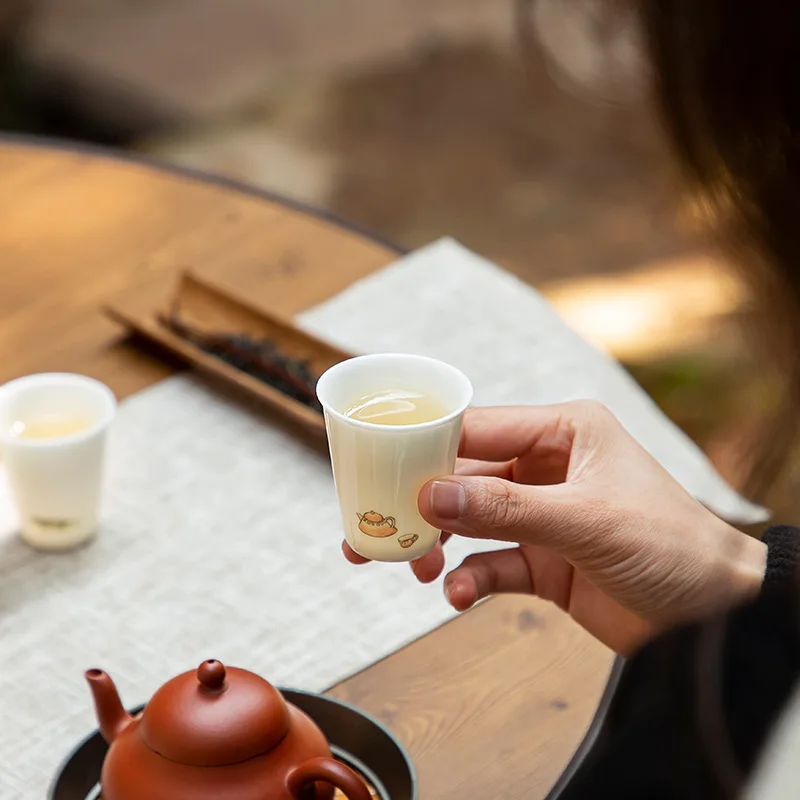 White Porcelain Kung Fu Tea Cup Personal Tasting Smell Cup Household Teacup For Tea House Tea Room Master Teaware Gift