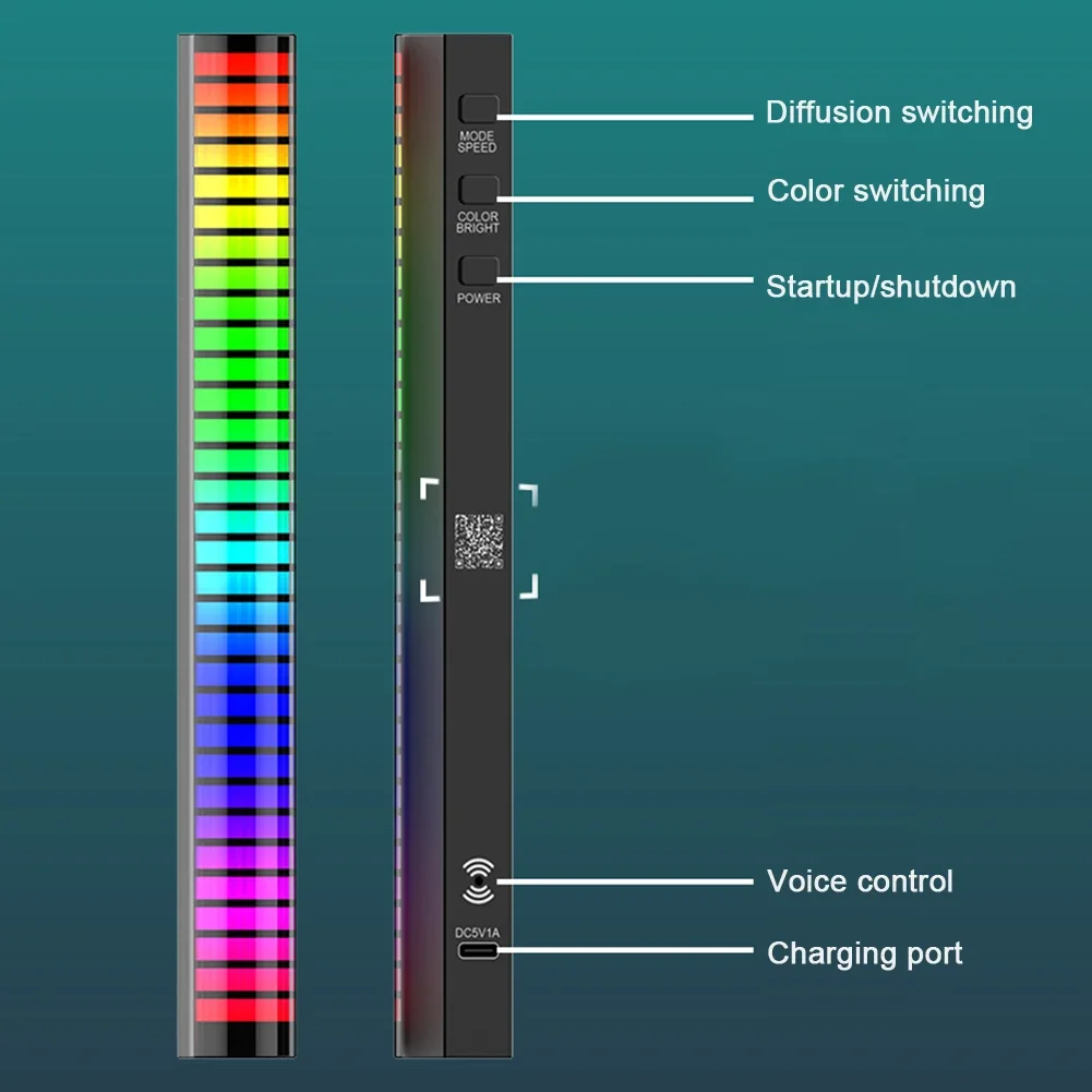 Lampka kontrolna LED z paskiem muzyczny RGB 40 LED do ładowania kontrola aplikacji muzyka atmosfera rytm Pickup lampa samochodowa