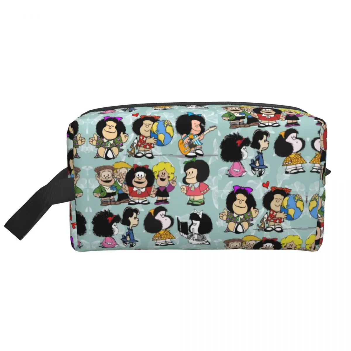 Mafalda Quino Comics Cosmetic Bag Women Kawaii Big Capacity Cartoon Makeup Case Beauty Storage Toiletry Bags