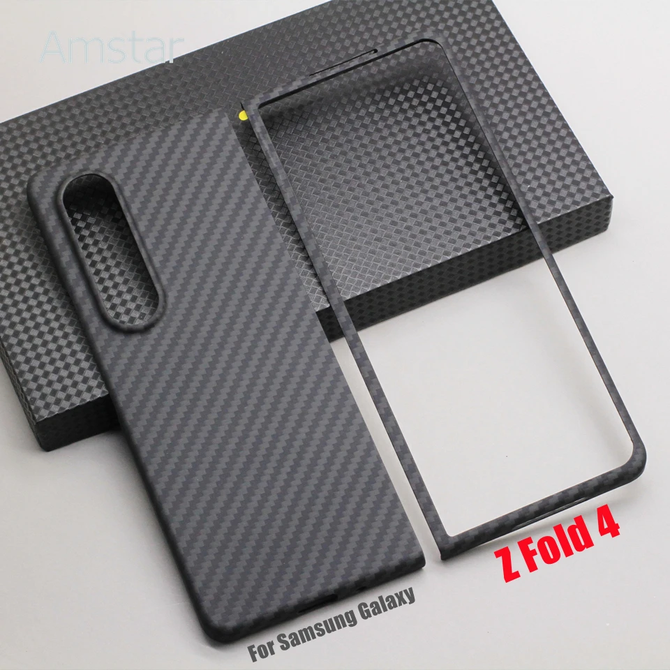 Amstar Carbon Fiber Phone Case for Samsung Galaxy Z Fold 4 3 Premium Aramid Fiber Ultra-thin Z Fold 4 3 5G Foldable Cover