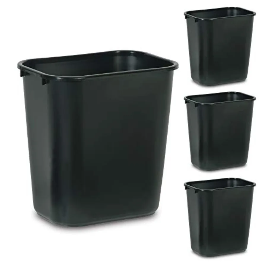 

Wastebasket/Trash Can 7-Gallon/28-Quart Black Plastic for Bedroom/Bathroom/Office Fits Under Desk/Sink/Cabinet Pack of 4