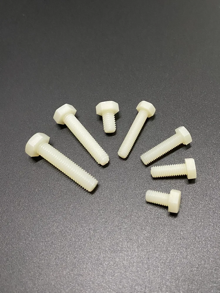 Nylon 66 Material Natural Color Fasteners Outer Hexagonal M4 M5 M6 Mechanical Thread Plastic Screw Insulating Bolt
