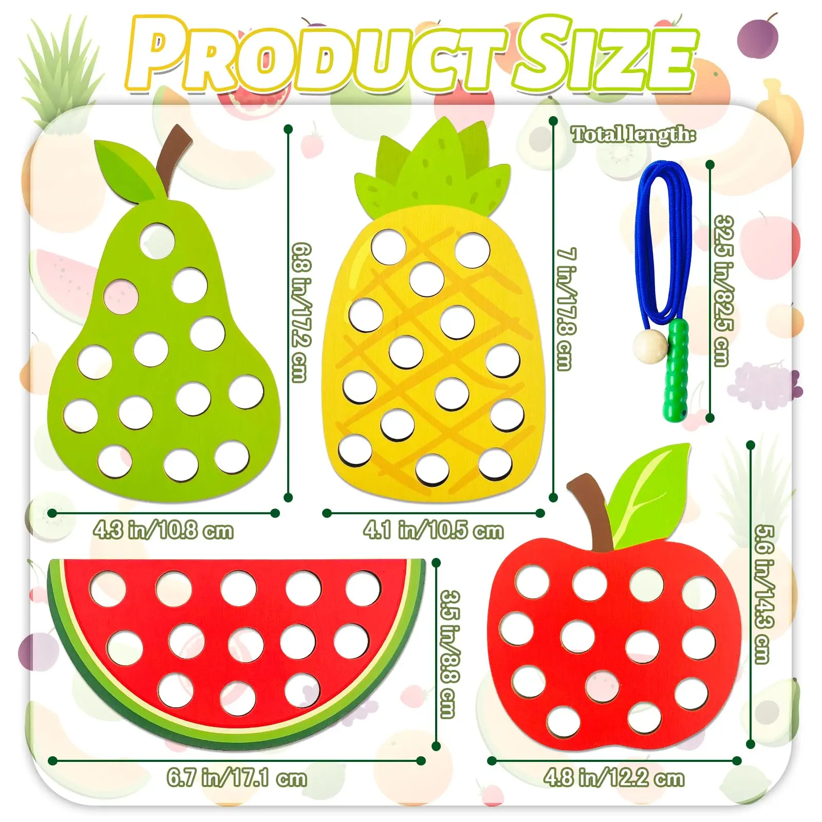 Montessori Wooden Fruit Threading Toy for Children Educational Brain Teaser Toy