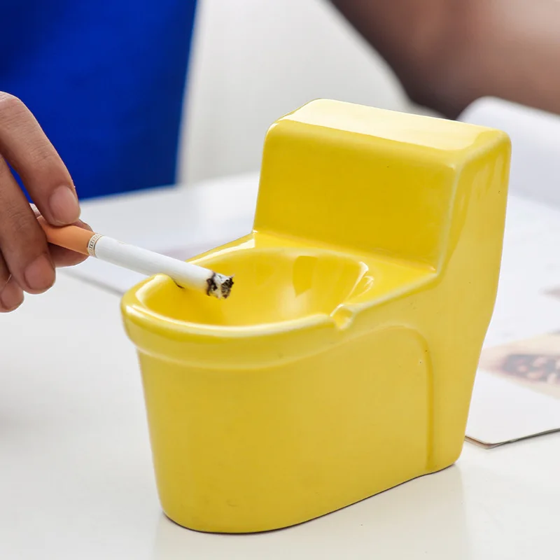 Ceramic Toilet Ashtray Desktop Anti-fly Ash Storage Living Room Decoration Home Decoration Accessories Creative Cigar Ashtray view 4