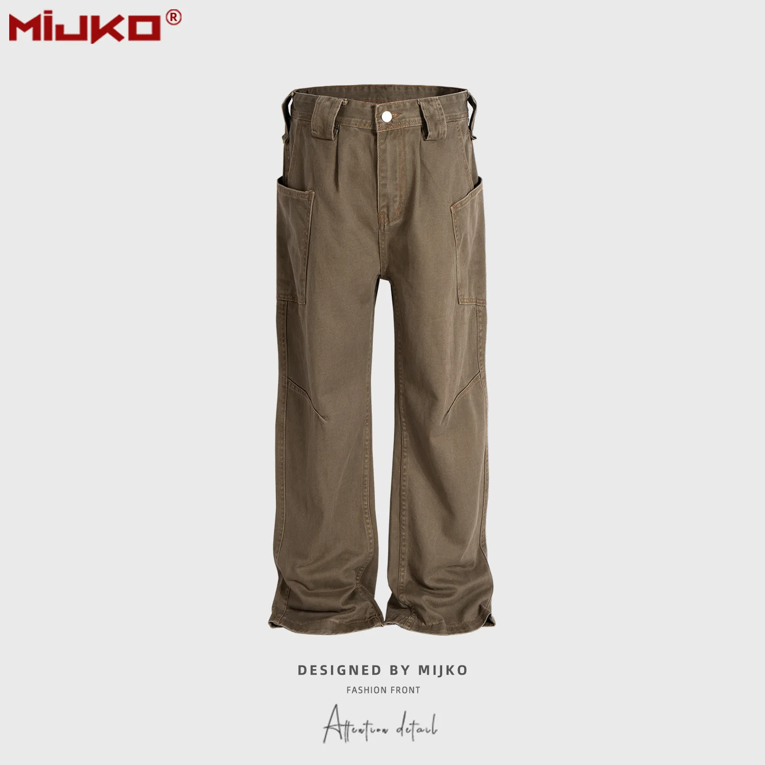 MIJKO Black Brown Jeans Men's and Women's High Street Design Pants Slimming Fold Jeans Fashion XS S M L XL XXL 25ss