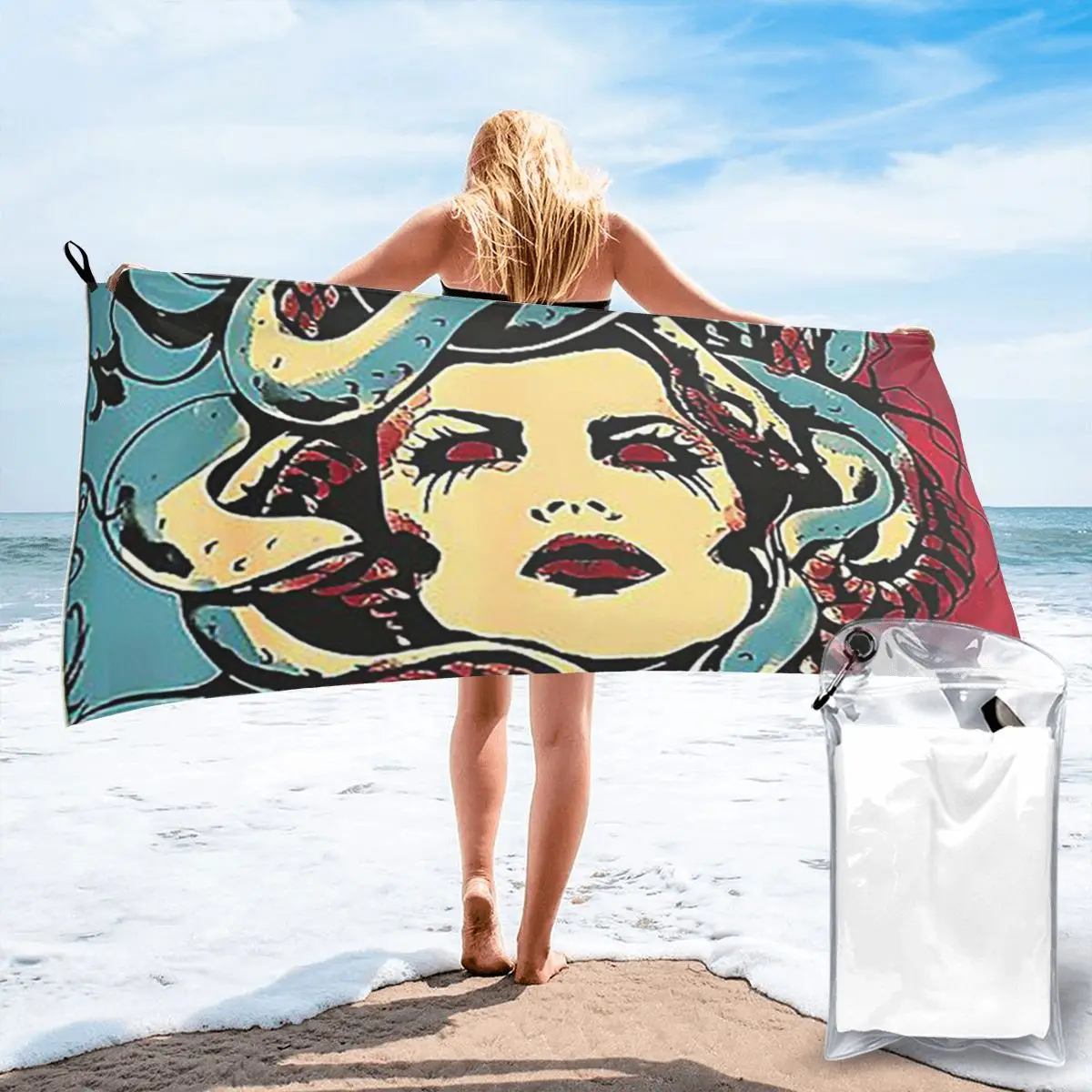 Ancient Greece Medusa Gorgon Vintage Style Beach Towel Soft Microfiber Quick Dry Absorbent Quick Towels For Bath