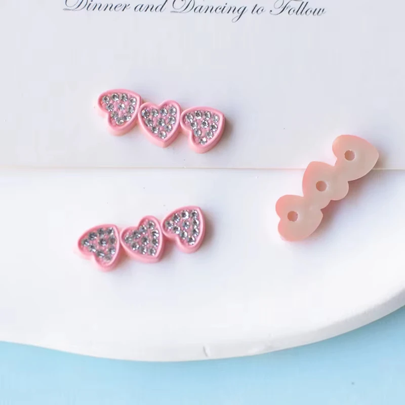 

20Pcs Shiny Pink Rose Red Siamese Love Heart Star Rhinestone Ornament Diy Junk Phone Case Computer Scrap Book Doll Clothes Decor