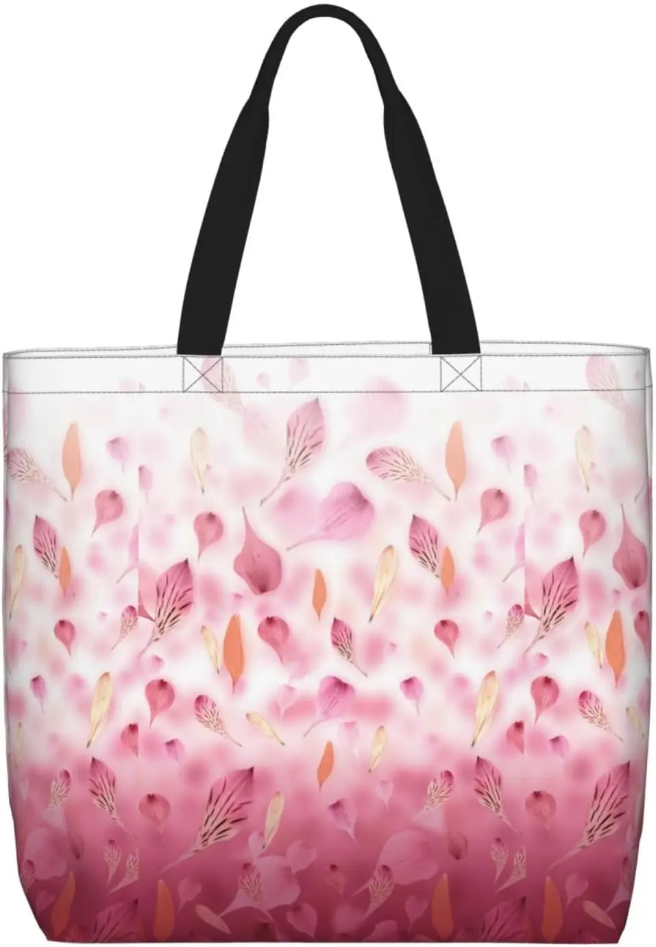 Pink Petals. Tote Bags Zipper Casual Handbag Big Capacity Shoulder Bag Lightweight For Women