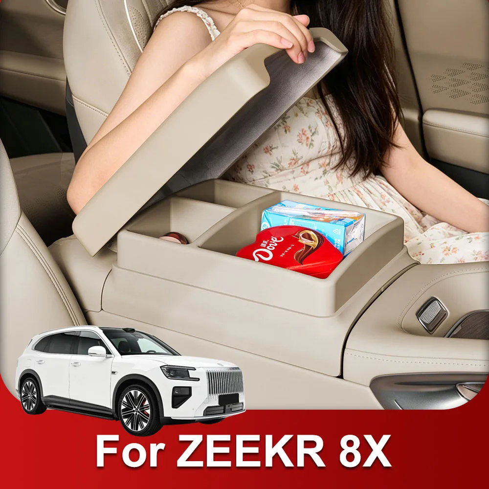 Fit For ZEEKR 8X Central Control Armrest Box Height Increasing Storage Box Interior Accessories Rear Screen Protector Cover