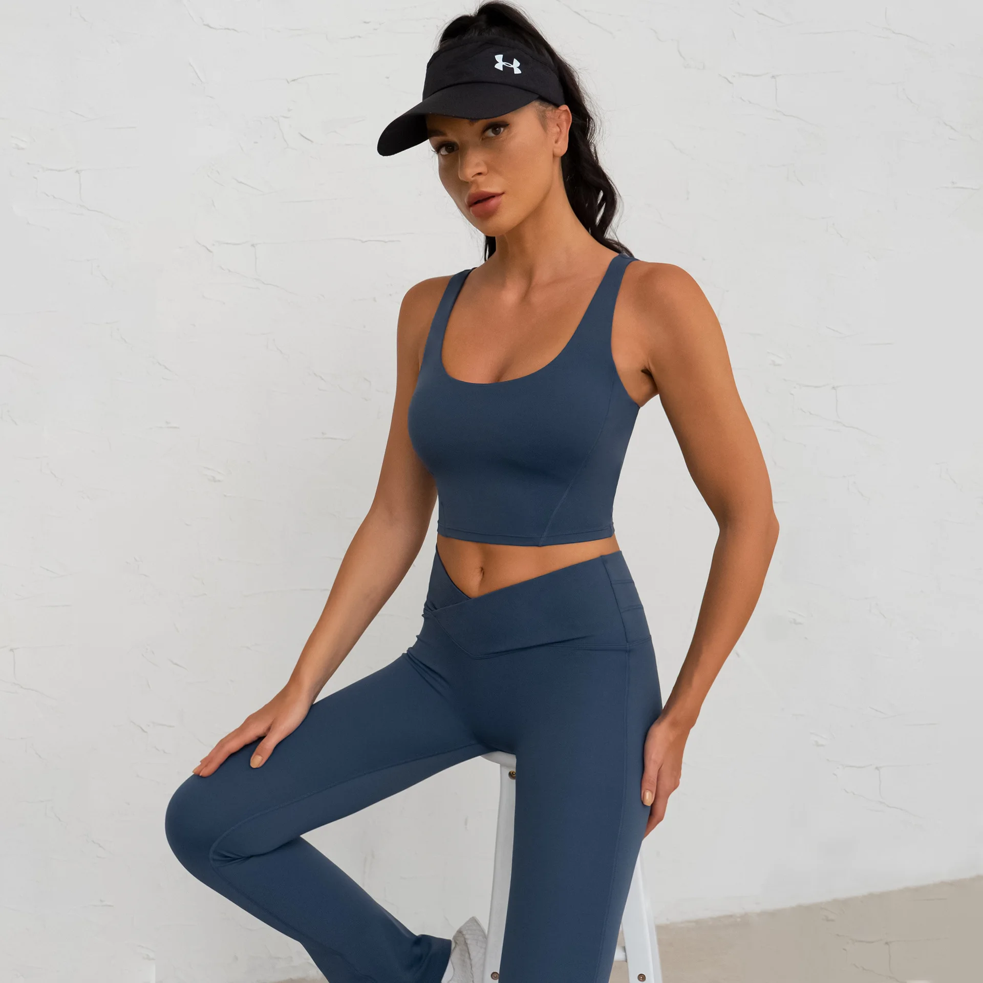 

Quick Dry Workout Set Sports Cropped Vest Legging Suit Yoga Clothing Matching Sets Women Gym Outfits 2 Pieces Womens Outfits