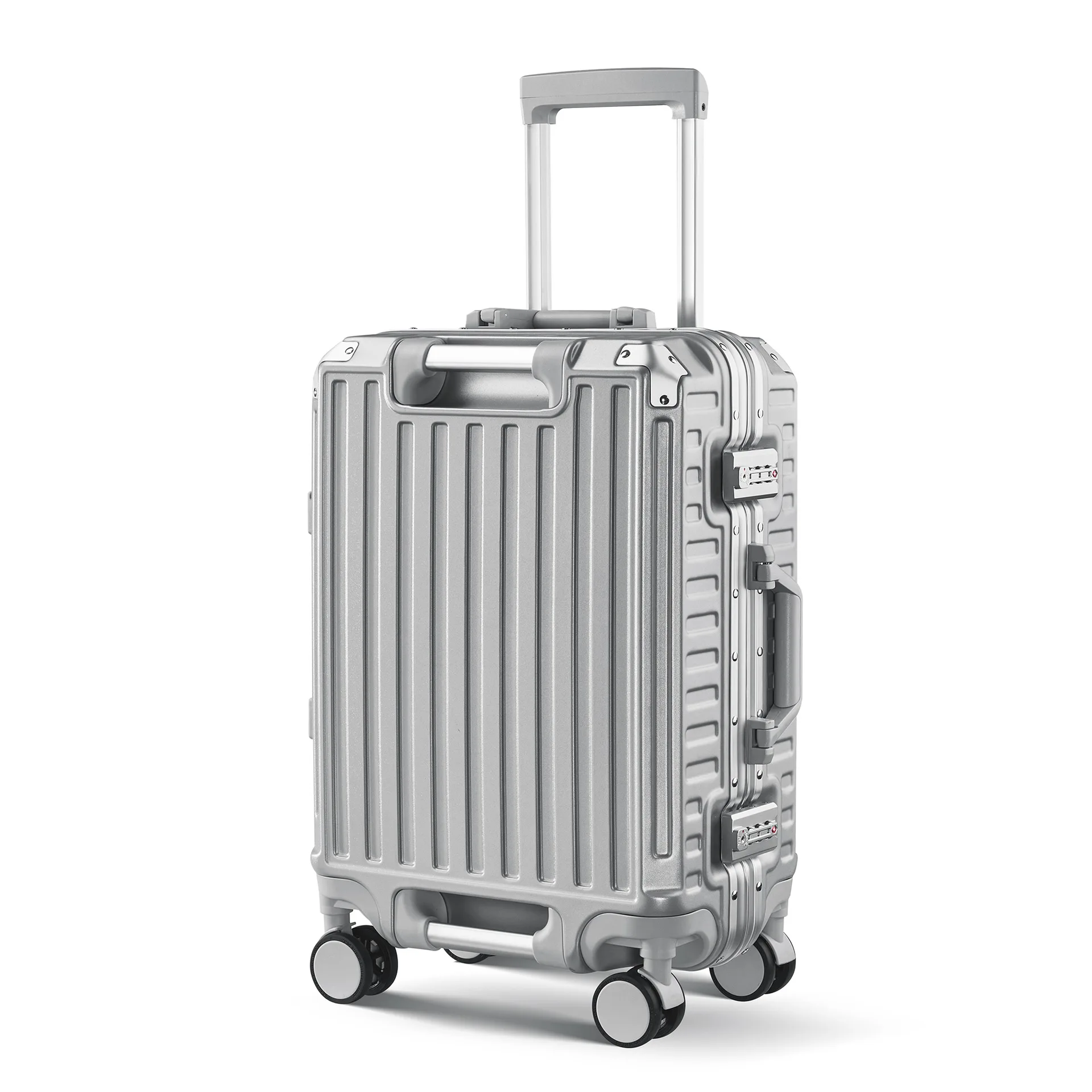 New aluminum frame double handle luggage universal wheel boarding bag trolley case travel suitcase with combination lock