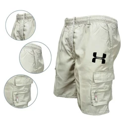 Pantalones cortos tácticos para hombre, Shorts Cargo informales para correr, holgados, multibolsillos, cintura elástica, trabajo, senderismo, escalar