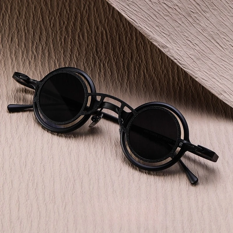 2026 Vintage Small Round Pure Titanium Sunglasses Men High End Magnetic Clip On Myopia Glasses Outdoor Driving Sports UV400 image 3