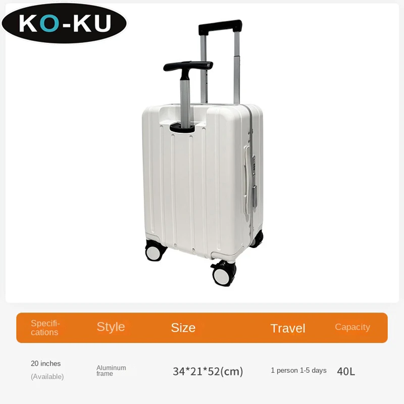 KO-KU Suitcase Mother and Baby Aluminum Frame Suitcase 20Inch Double Trolley TSA Password Lock Universal Wheel with Baby Luggage