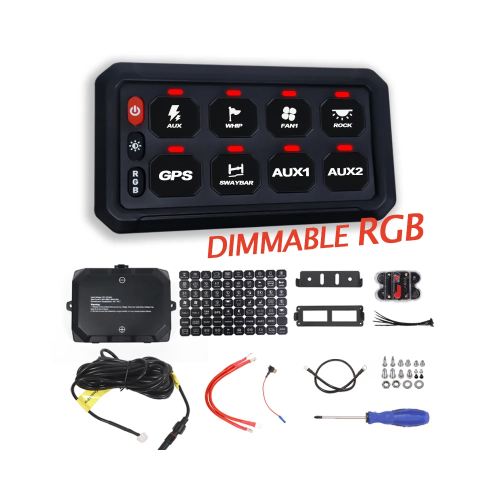 8 Gang Switch Panel Control Box Plug-in with APP/Wireless for SUV Truck 4x4 12V 24V Off-Road LED Panel Circuit for SUV Truck 4x4