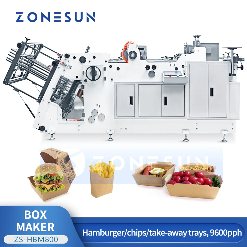 Zonesun ZS-HBM800 Carton Erecting Forming Machine Burger Box Making Machine Clamshell Carton Making Machine