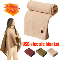 1 Pcs Graphene Electric Blanket USB Electric Blanket Cape Single Size Three Adjustable Heating Levels Nap Heated Shawl/Blanket
