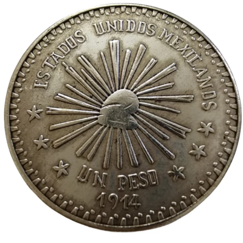 

1914 Mexico 1 Peso state of Durango Silver Plated Coin Copy