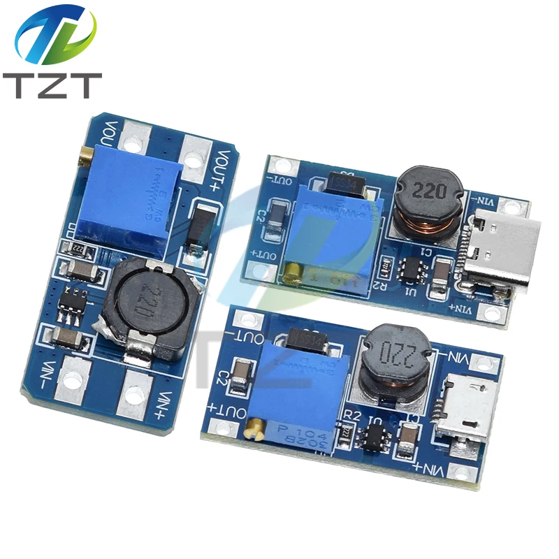 MT3608 DC-DC Adjustable Boost Module 2A Boost Plate Step Up Module with/without MICRO USB 2V-24V to 5V 9V 12V 28V image 4