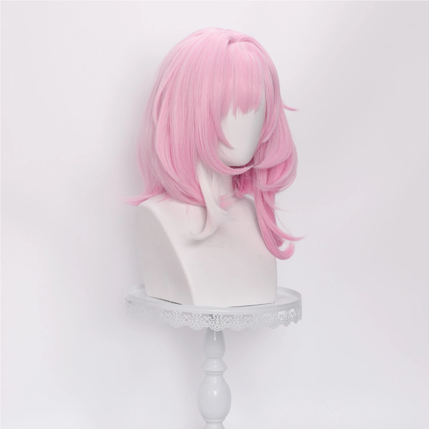 Honkai Star Rail Cyrene Cos Wig Pink Highlight Short Wavy Synthetic Realistic Scalp Side‑Braided For Anime Comic‑Con Halloween