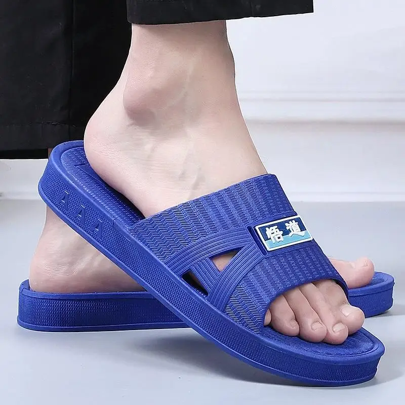 

Men's Thick Bottom Wear-Resistant Slippers Casual Bathroom Non-Slip Home Slippers Breathable Flat Heel PVC Bottom Slippers