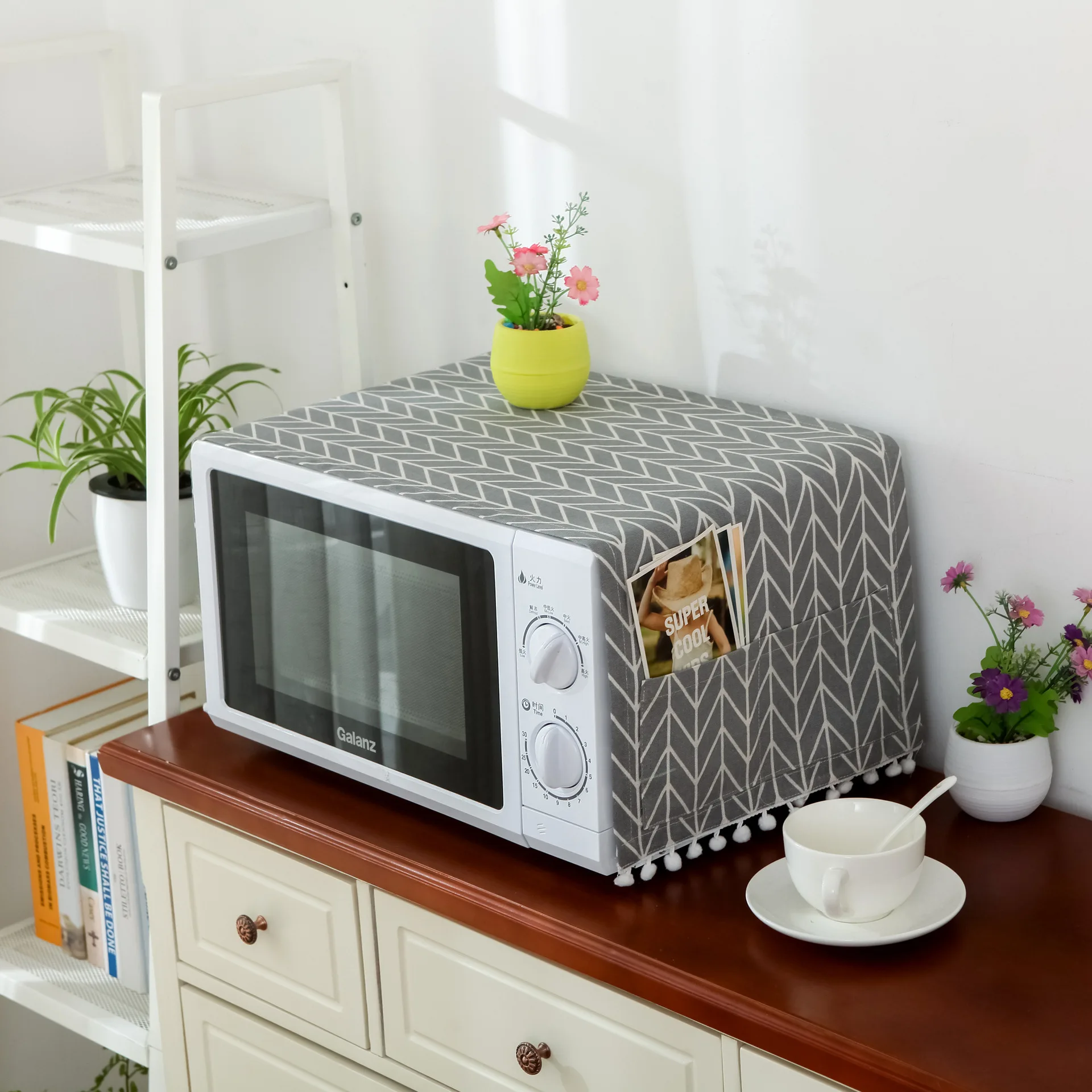 30X90Cm  Microwave Oven Cover Cotton Linen  Dust Protective For Washing Machine Vintage Style Oven Hood Proof Cover