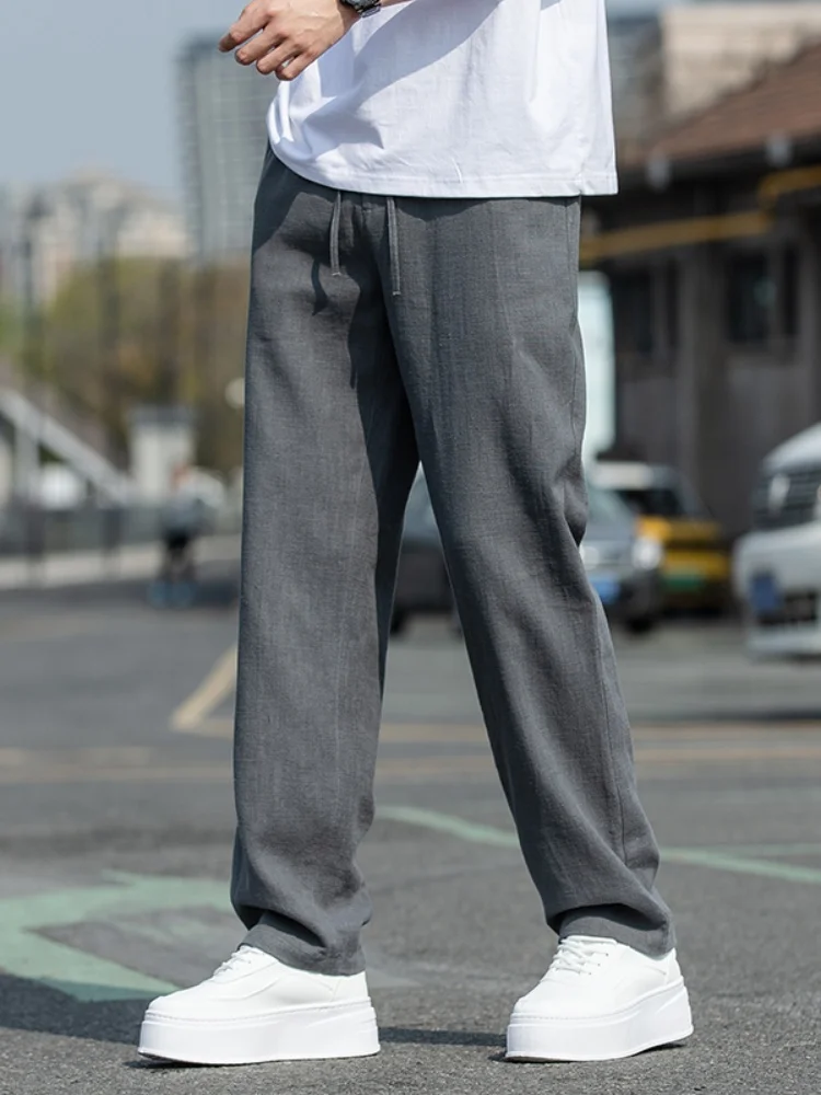 

Мужские летние тонкие прямые брюки свободного кроя из хлопка и льна, дышащие, удобные, легкие
