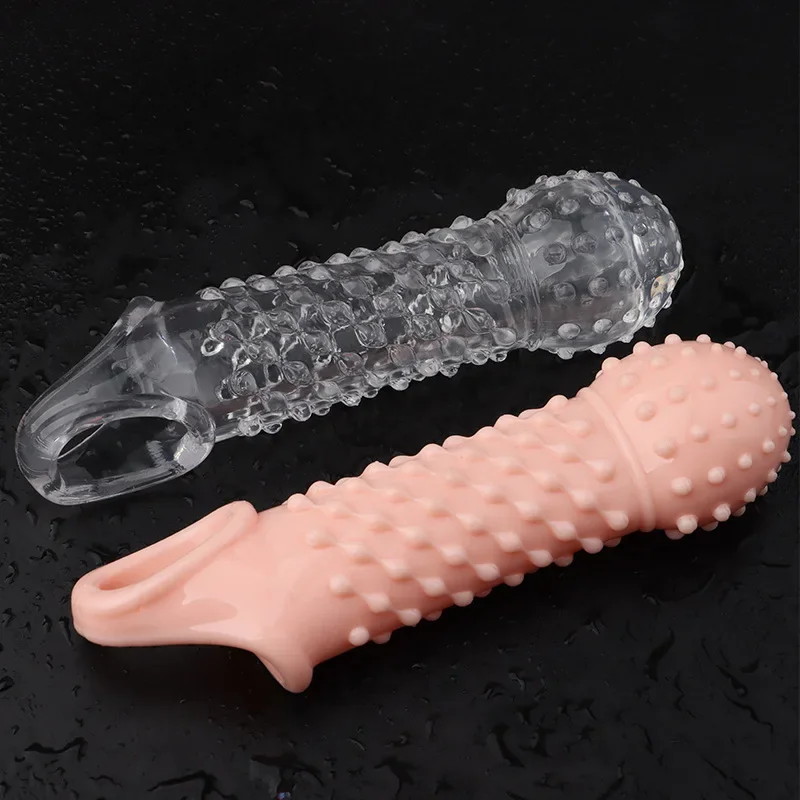 Reusable Condom for Sexual Pleasure Hard Rough Big Condom Penis Sleeve Extender for Men Delay Ejaculation