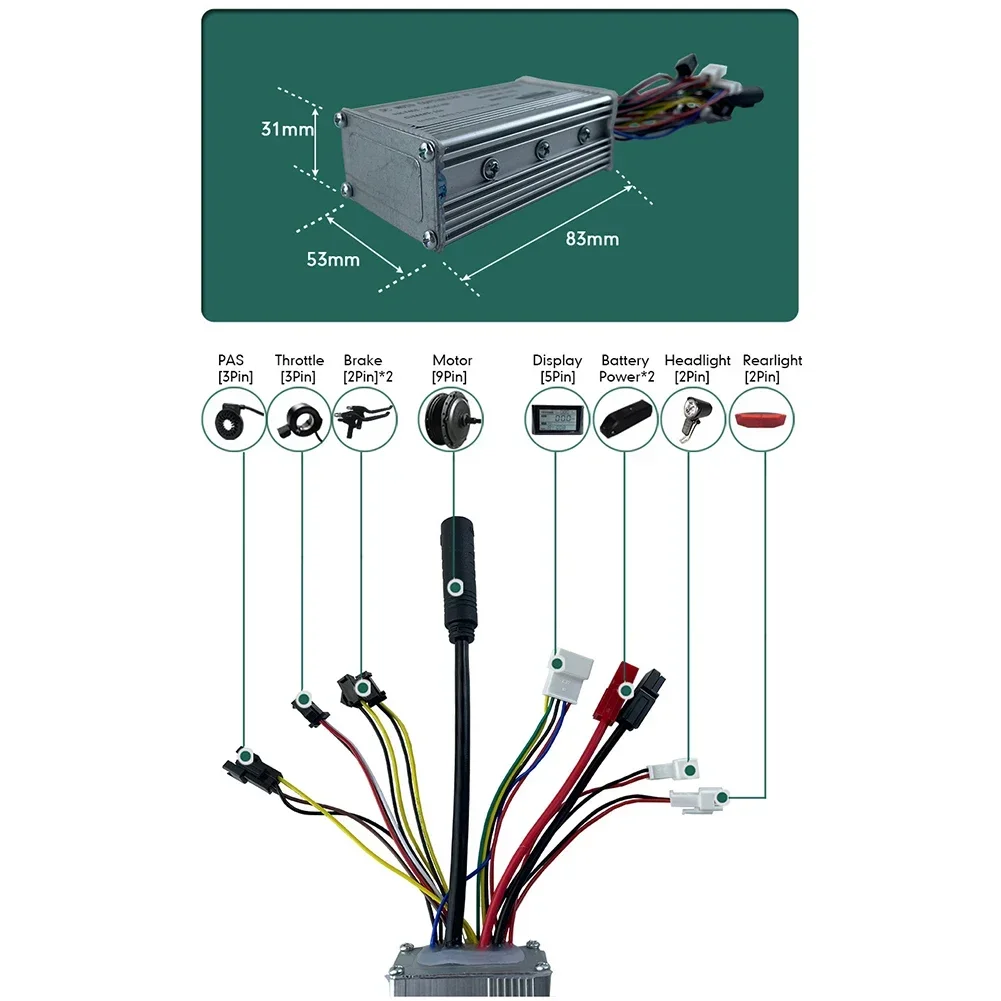 Motore Brushless JN Controller Esterno 15A SM Spina In Lega di Alluminio DC36V/48V E-bike Bicicletta Elettrica Per Bicicletta Elettrica Durevole