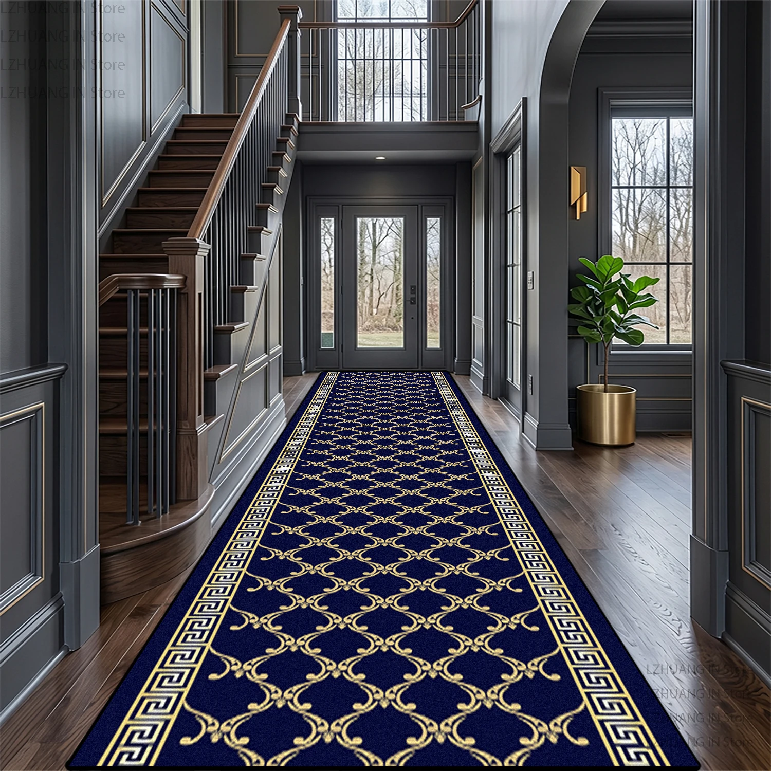 Modern Light Luxury Geometric Style Long Corridor Carpet Easy Clean Soft Runner Floor Mat Decoration Home Non-slip Lint-free Rug