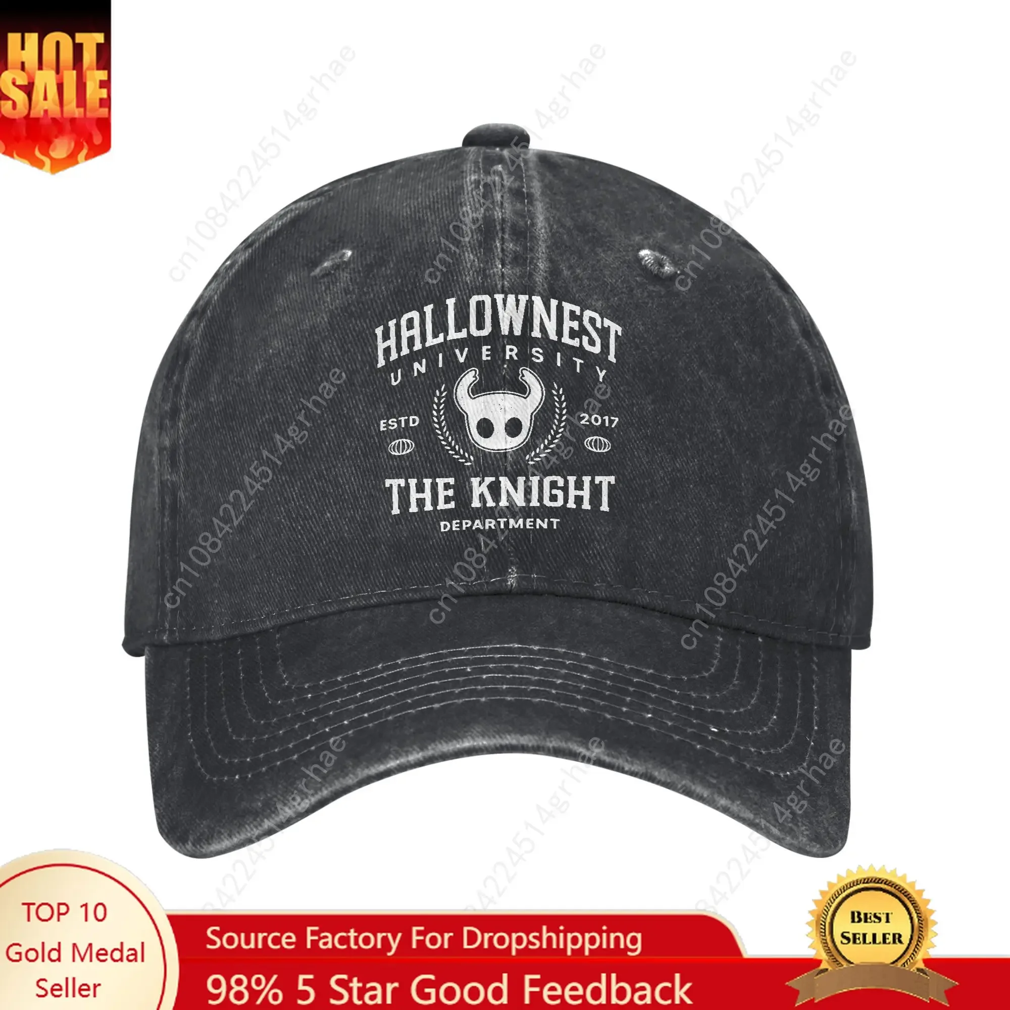 

Vintage Hallownest University Hollow Knight Silksong Baseball Cap Unisex Distressed Denim Snapback Hat Travel Gift Caps Hat