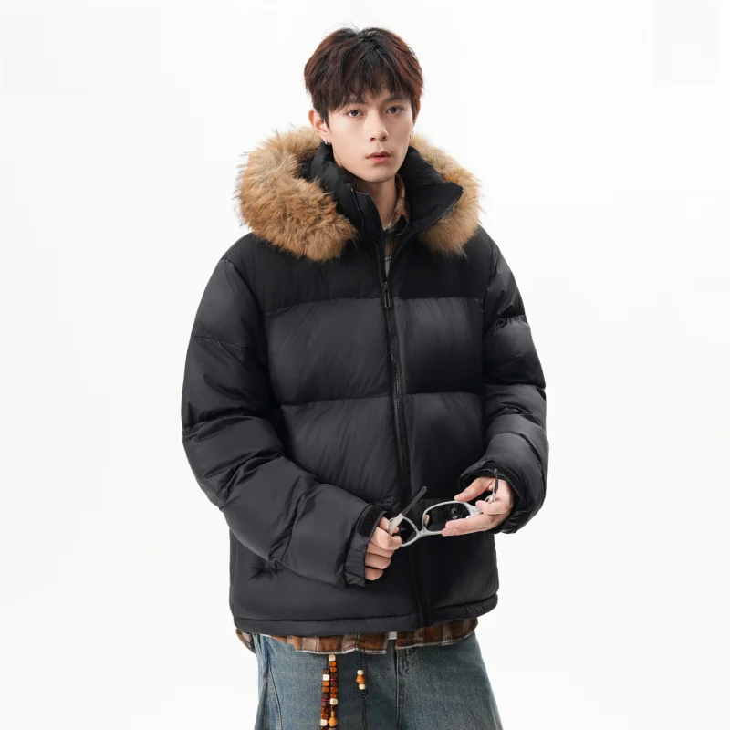 

Мужская хлопковая куртка TUCANO в американском ретро-стиле с отстегивающимся меховым воротником и капюшоном, свободного кроя, больших размеров, с цветными вставками