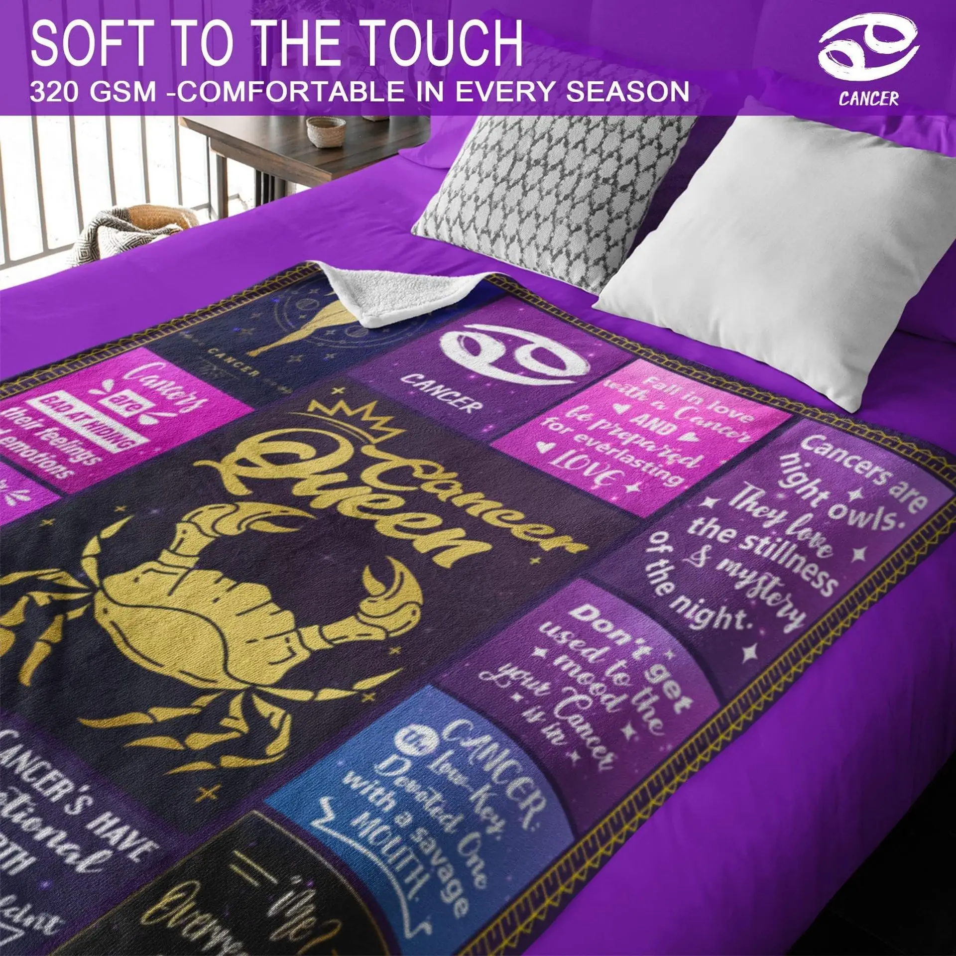 الأرجواني متقلب اثني عشر علامات زودياك بطانية مطبوعة ل أريكة سرير السفر التخييم غرفة المعيشة مكتب تكييف بطانية