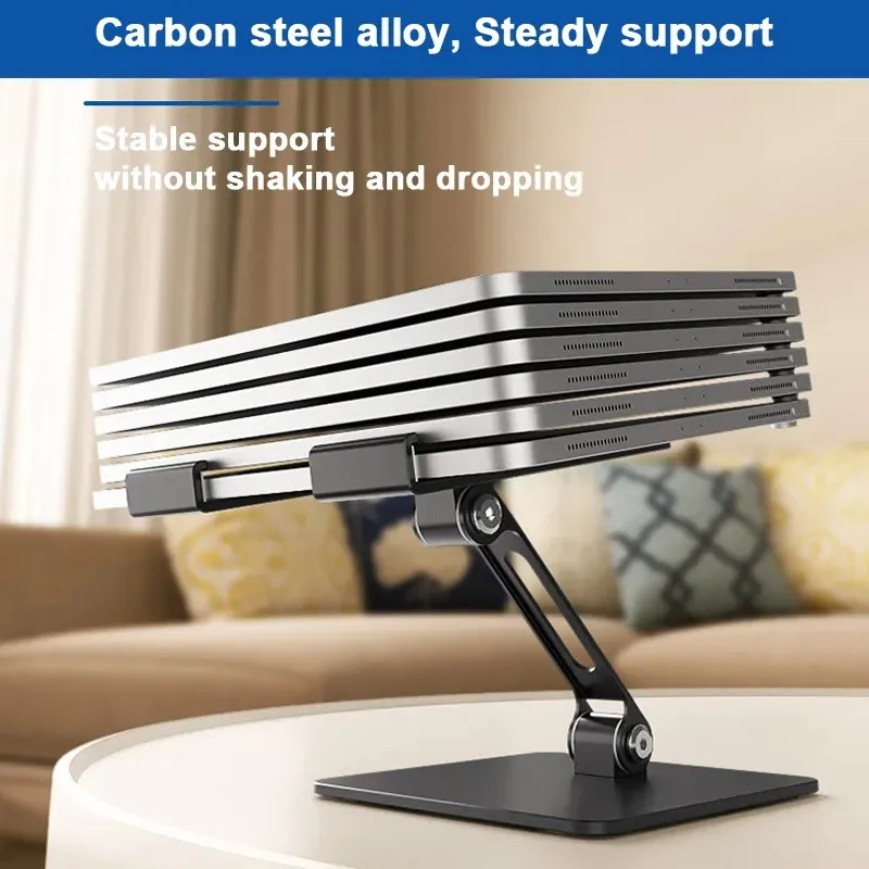Foldable Carbon Steel Mobile Phone & Tablet Stand Holder Adjustable for Home Living & Office Use