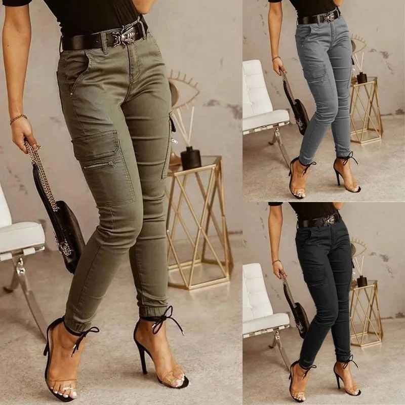 

Slim Low Waist Casual Regular Pants for Women Long Faionable Trousers Suitable for Autumn Season No Brand Registered