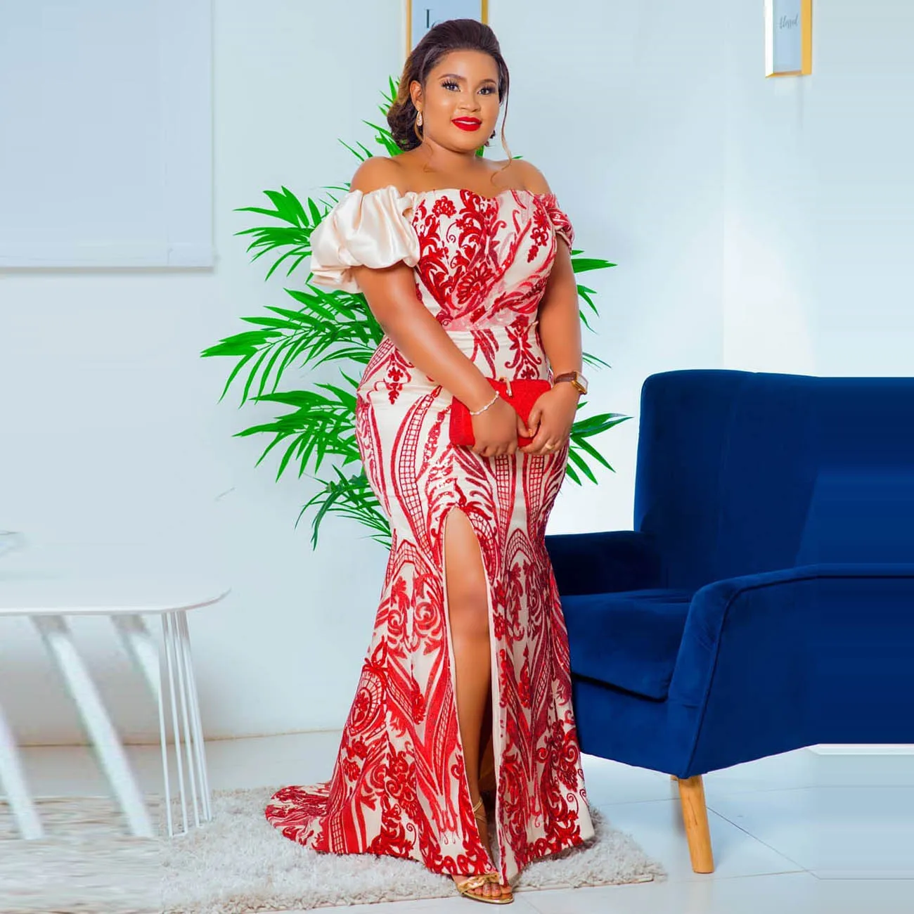 

Off The Shoulder High Slit Mermaid Prom Dress 2025 Plus Size Lace Prom Dresses