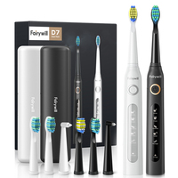 Fairywill Sonic Electric Toothbrush FW-D7 set USB Charge Toothbrushes case for Adult with tooth brush Heads 5 Mode Smart Time