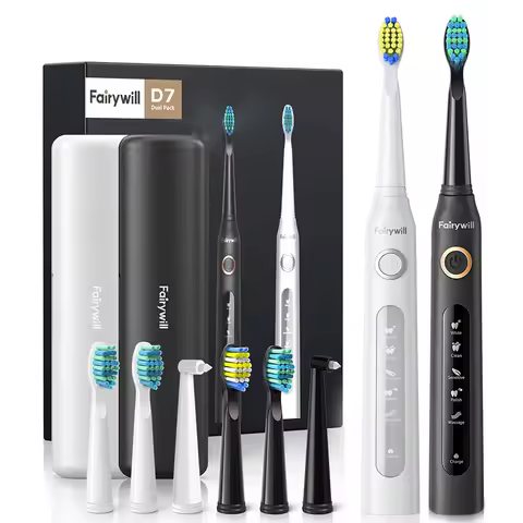 Fairywill Sonic Electric Toothbrush FW-507 set USB Charge Toothbrushes case for Adult with tooth brush Heads 5 Mode Smart Time