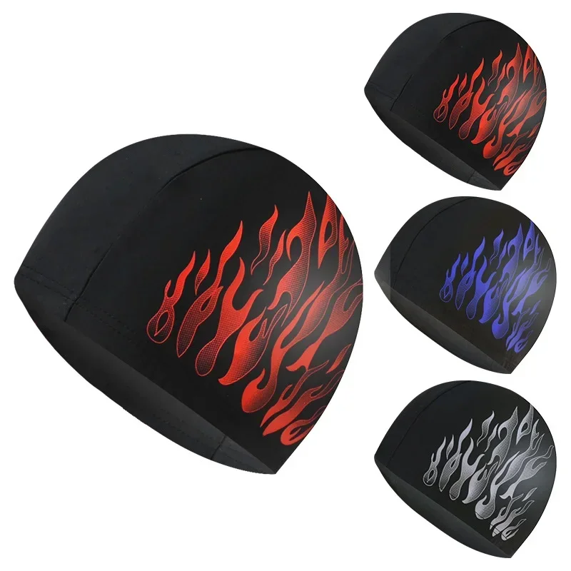 Men's Swimming Caps Large Size High Elastic Breathable Nylon Swim Cap Fashion Printing Ear Protection Men Male Swimming Cap Hat