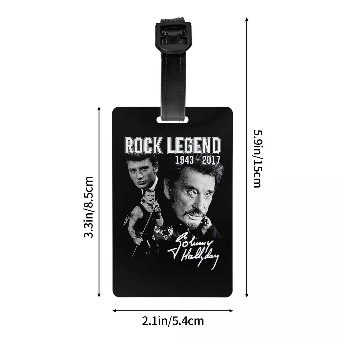 Custom Johnny Hallyday Luggage Tag With Name Card France Rock Singer Privacy Cover ID Label for Travel Bag Suitcase