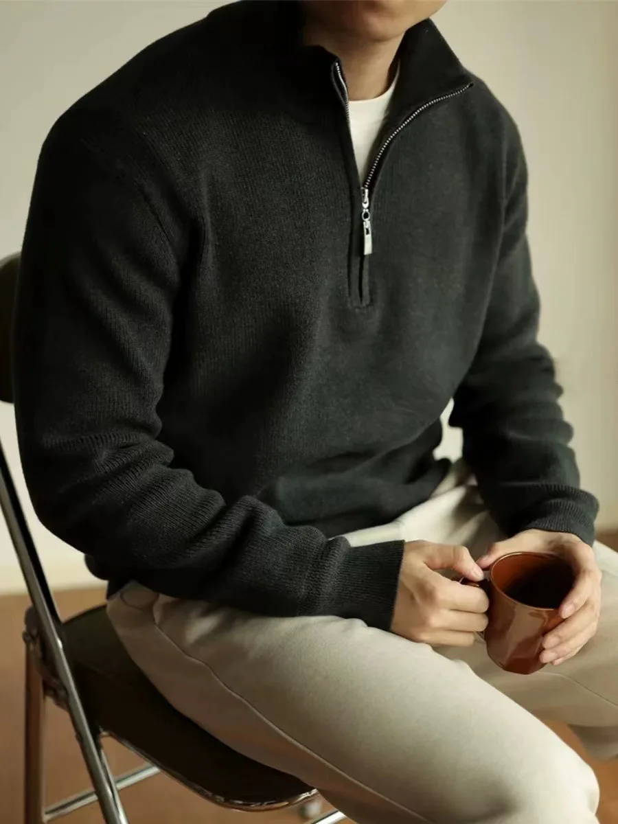 Winter Men Turtlenecks Sweaters Knitwear Pullovers Solid Color Long Sleeved Sweater Male Casual Daily Warm Coats
