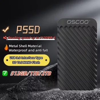 OSCOO 외장 및 휴대용 SSD, 512GB, 1TB, 2TB PSSD, SMI2320 하드 드라이브 읽기 속도, 노트북 및 데스크탑용, 최대 2100 MB/S USB3.2 PSSD 