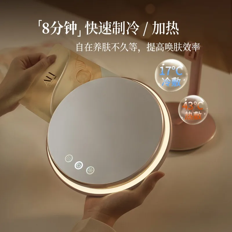 大きな丸い鏡 LED化粧鏡 デスクトップスマートランプ 補光 デスクトップビューティーミラー