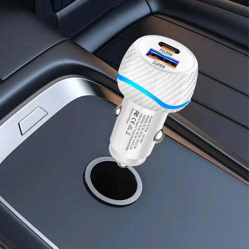 Fast Car Charger Adapter 60W Car Charger Plug With Two Ports Automobile Charger Plug For Driving Recorder