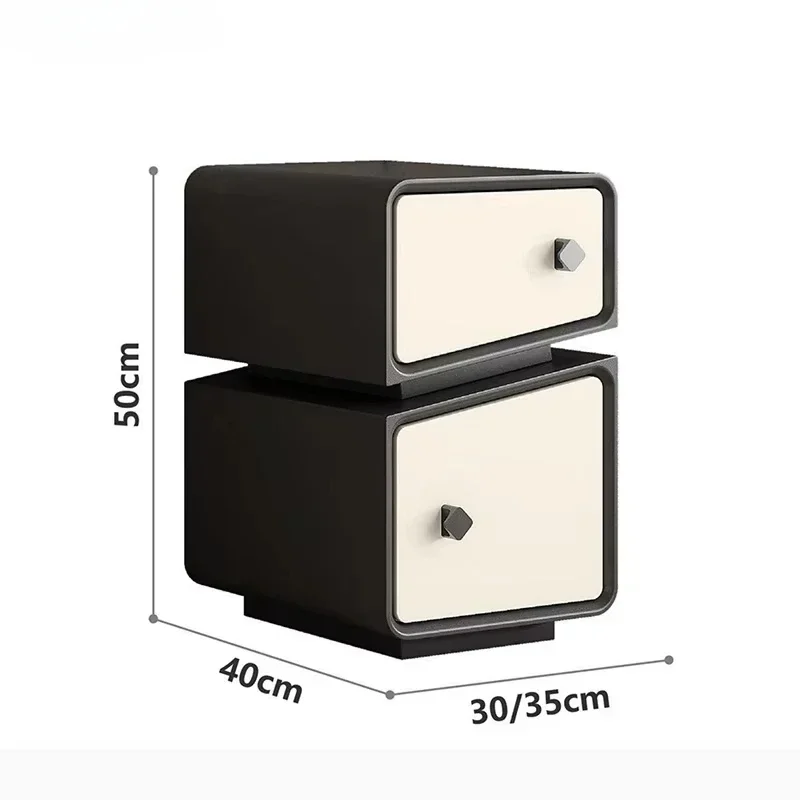 Simple black bedside table with drawers