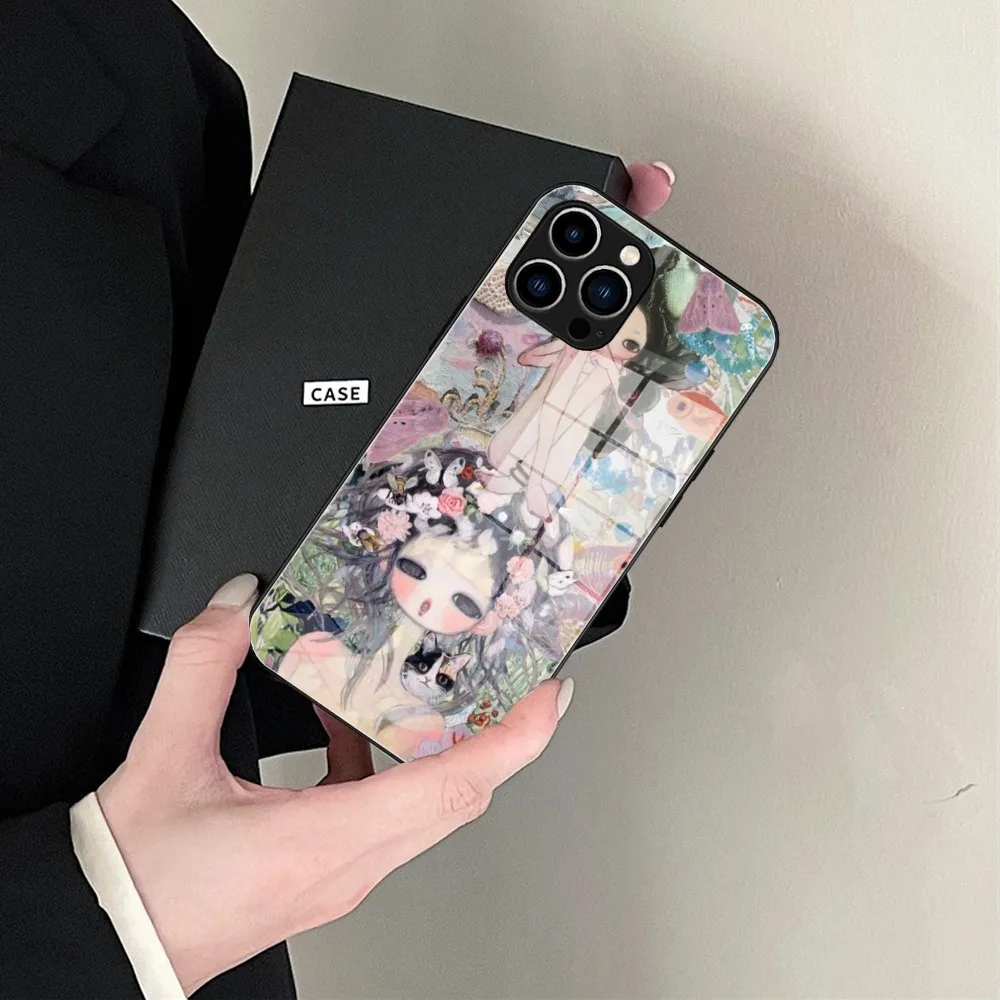 Selling Aya Takano Japanese painter Glass Shell FOR IPhone 15 14 11 12 Pro 8 7 15 Plus 13 Pro MAX XR XS MINI SE 2020