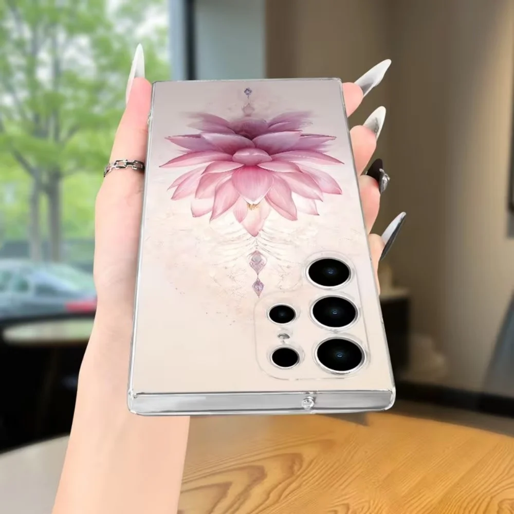 Phone Case For Samsung Galaxy A73 A72 A71 A70 A56 A55 A54 A53 A52 A51 A50 A42 A36 S 4G 5G Pink Lotus Flower Clear Protect Cover view 6