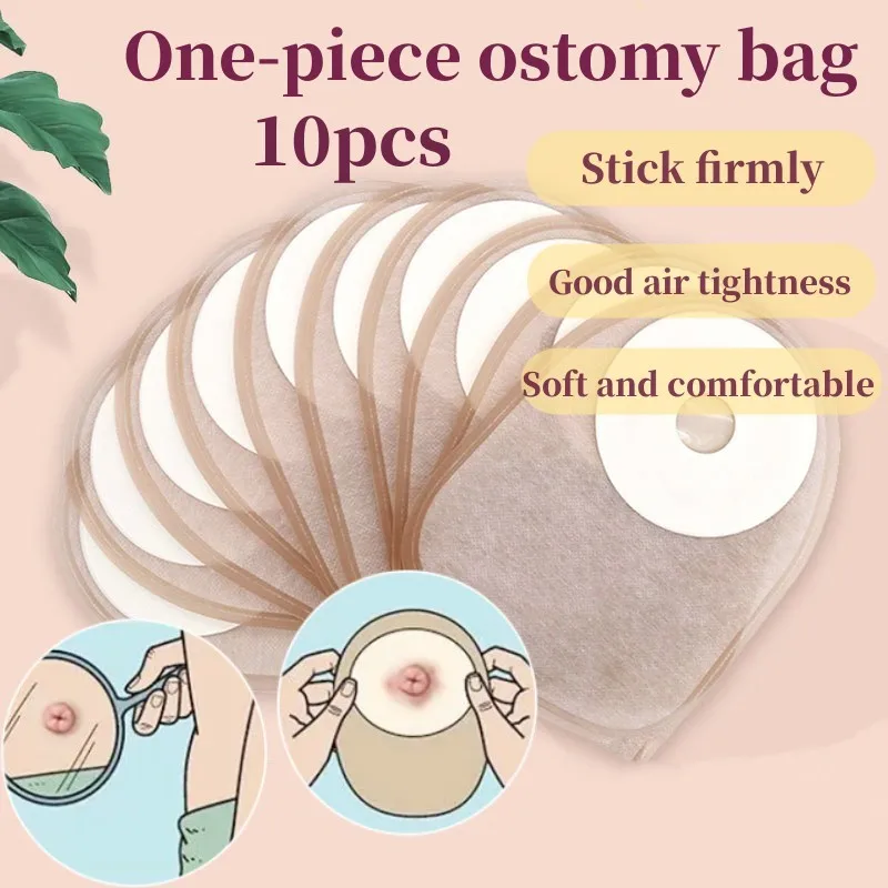 10PCS Colostomy Bag Disposable One-piece Ostomy Bag Closed Stool Bag Disposable Adhesive Anorectal Stool Bag Ostomy Care