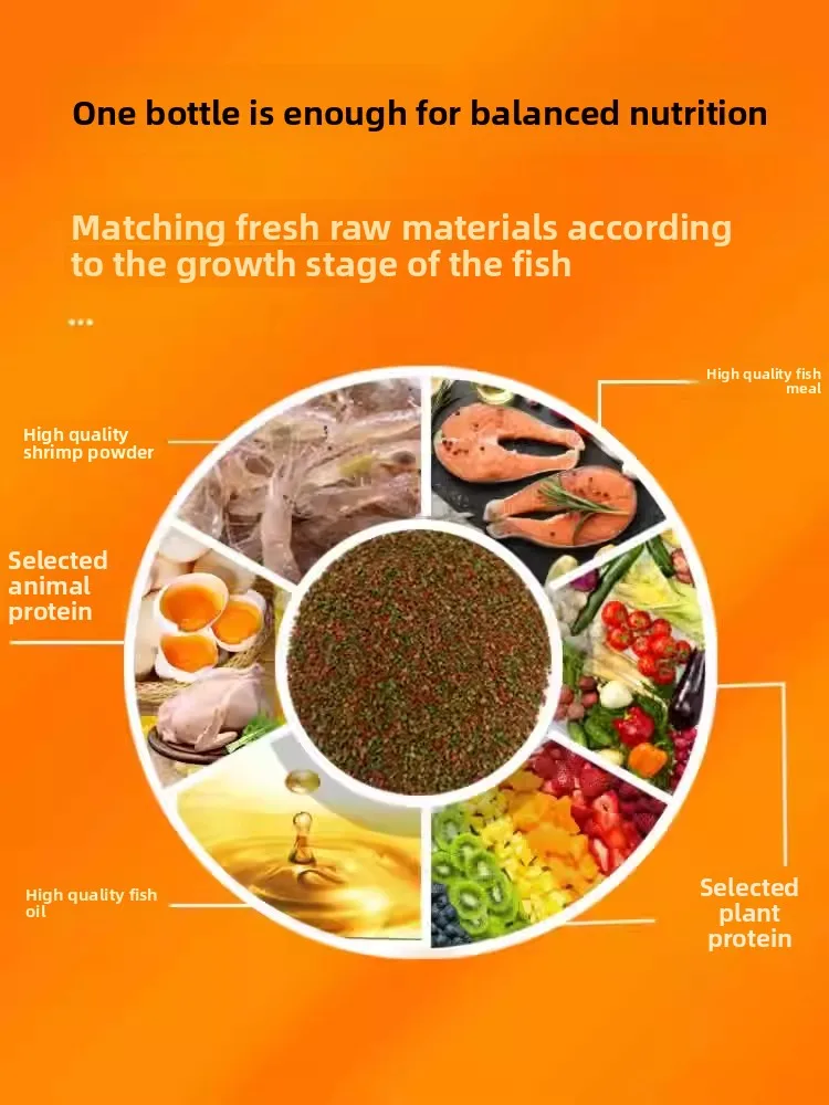 VOONLINE Slow-Sinking Fish Food with High Protein - Color Enhancing for Goldfish, Koi, Arowana & Tropical Fish