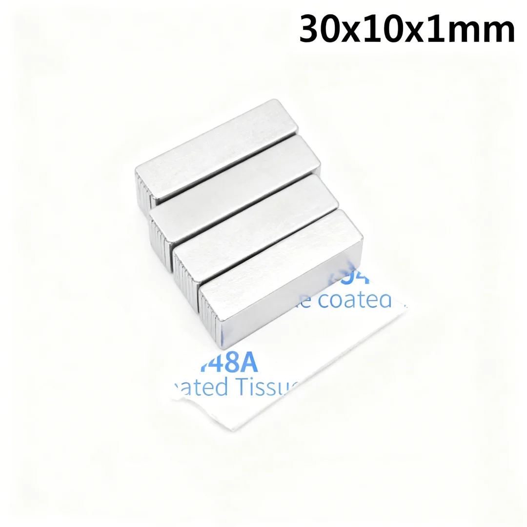 30x10x1mm Thin Block Powerful Magnets Strong Magnet With Glue Tape For Fridge, DIY, Building, Scientific, Craft 30*10*1 30x10x1